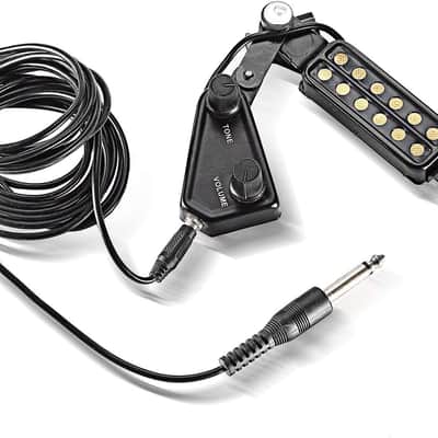 12 SoundHole Guitar Pickup Acoustic Electric Transducer for Acoustic Guitar Magnetic Preamplifier with Tone and Volume Control, Cable Length 10 ft image 2