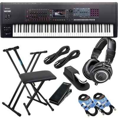 Roland Fantom 8 EX Synthesizer Workstation, Keyboard Stand, Bench, Sustain Pedal, Nektar NX-P, (2) XLR Cables, (2) 1/4 Cables, ATH-M50X Bundle
