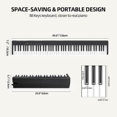 Portable Piano Keyboard for Beginners 88 Keys Folding Digital Piano with Sustain Pedal Foldable Electric Piano Keyboard with Semi Weighted Wood Grain Key Suitable for Midi Bluetooth image 2