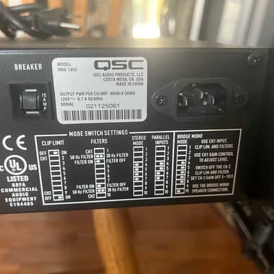 QSC RMX1450 1400-Watt Power Amplifier with IEC power cable, rack mount bolts/washers. Ex-Church image 8