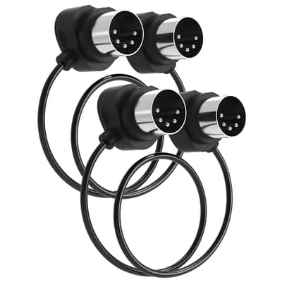 2-Pack 2-Feet/ 60cm 45-Degree Symmetry Angled MIDI Cable with Ultra-Small Plugs for Tight Space, 5-Pin Din MIDI Cable Compatible with MIDI Keyboard/Interface/Guitar Multi Effects 2-Pack 2ft/60cm image 1