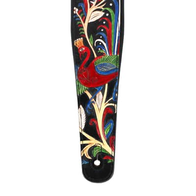 Walker & Williams KB-55-BLK Traditional Peacock Design On Black Carved Leather image 8
