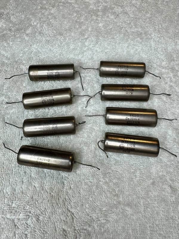 0.22uF 400v K40Y-9 & 0,022uF 400V K40P-2B USSR Paper In Oil Capacitor lot of 8 - 0.22uf & 3 - 0,022uF, guitar capacitors image 1