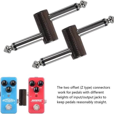 Guitar Pedal Patch Connector, 6.35mm (1/4") Effect Pedal to Pedal Coupler, Male to Male Plug Adaptor for Guitar Pedalboard Instead of Patch Cable, Pack of 4 (2 Straight & 2 Z Type) image 4