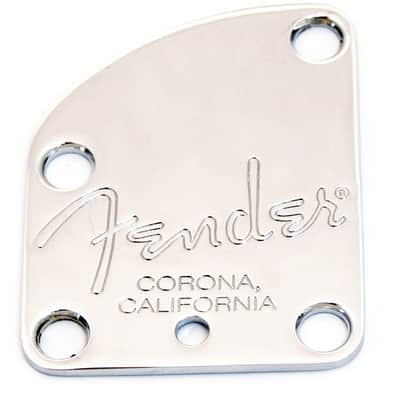 Genuine Fender American Deluxe Strat 4-Bolt Corona Neck Plate - Chrome image 2