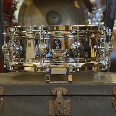 NEW DW 5x14 Collector's Chrome over Brass True Sonic Snare Drum with Chrome Hardware image 3