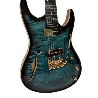 Valenti Guitars Nebula Carved Semi Hollow, Ocean Blue, 1 0f 5, NEW (Authorized Dealer) image 2