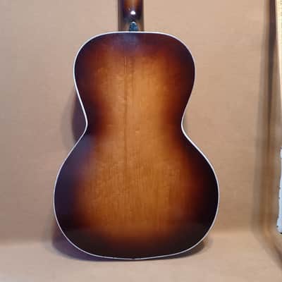 Kamico 14 Fret Parlor guitar 1950s Tobacco burst With Chipboard Case RARE image 4