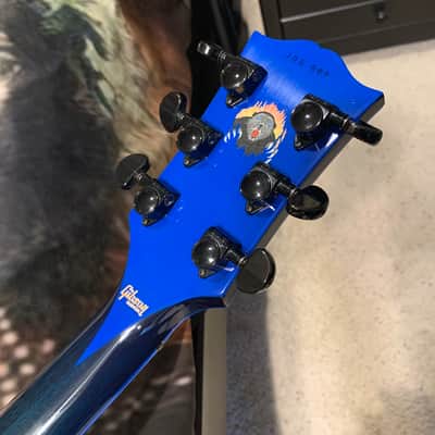 STINGER 🐈🕷️! 2015 Gibson Custom Shop Les Paul Custom Quilt Top M2M Made To Measure Blue Widow Burst Trans Aqua Black Fretboard Bare Knuckel Juggernaut Blackout Special Order Figured F Q 5A 7A Abalone Inlay Blueberry Cobalt image 3