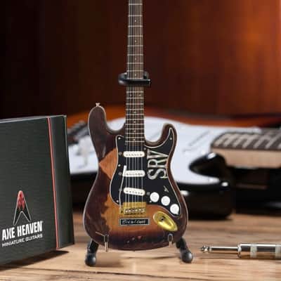 AXE HEAVEN Distressed SRV Custom Fender Strat MINIATURE Guitar Display Gift image 9