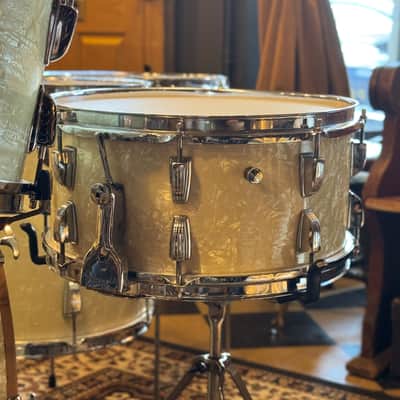 VINTAGE 1950's WFL Drum Set in White Marine Pearl - 14x24, 9x13, 16x16, 16x16, 6.5x14 image 18