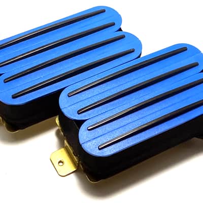 Dragonfire Quad Rail Humbuckers, Hot Overwound 23K Rails Pickup Set ~ Blue with Black Rails image 3