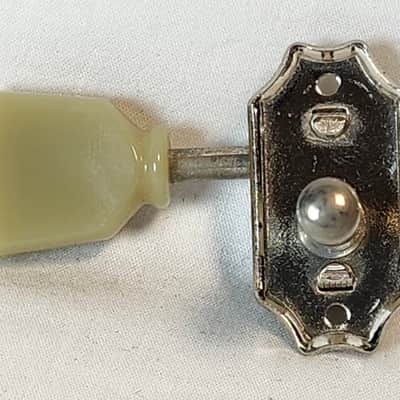 Vintage Epiphone Deluxe Bass Side Tuning Machine, Nickel, Green Keystone Button image 3