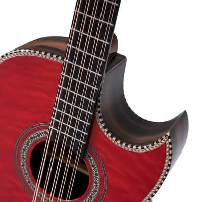 Oscar Schmidt OH32SEQR | Bajo Quinto Acoustic / Electric, Quilt Trans Red. New with Full Warranty! image 1