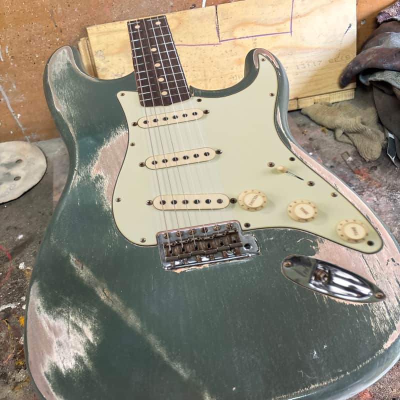 Stratocaster Body, Nitro paint, Dark green relic, 100% handcrafted in Italy image 1
