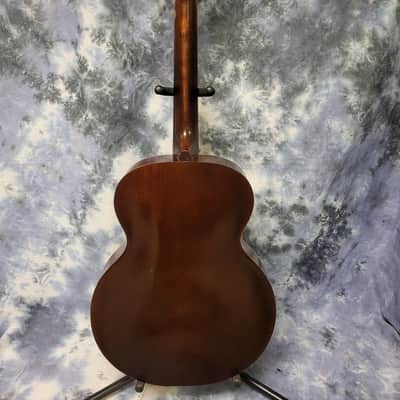 Vintage RARE 1940's Regal Arch Top and Back Faux Tiger Stripe Sunburst Acoustic Guitar Pro Setup New Strings Hard Shell Case image 13