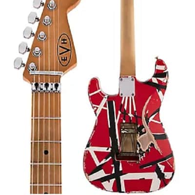 EVH Striped Series Frankie Electric Guitar. Red/White/Black Relic image 4