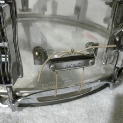 LUDWIG VISTALITE Snare Drum 5 x 14 Clear Acrylic Shell ALL Original 70s Blue & Olive Badge 10 Lug EC image 4