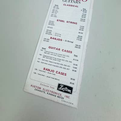 Greco Guitars Suggested Retail Price List 1972 imagen 2