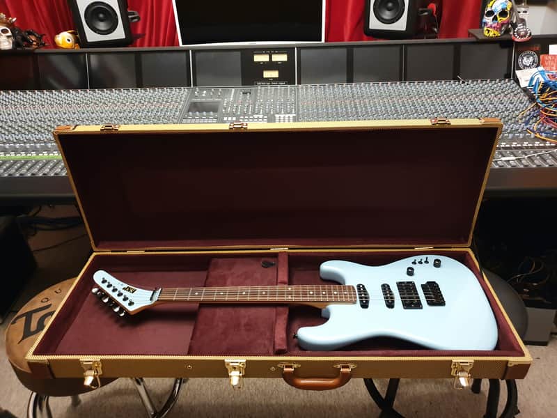 RARE Vintage ESP M-I 1988 Ice Blue Banana Hockey Stick Kramer Van Halen Headstock MIJ Super Strat image 1