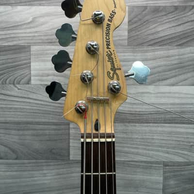 2000 Squier By Fender Precision Bass V Standard Series Electric Bass 5 String Shoreline Gold Finish image 4
