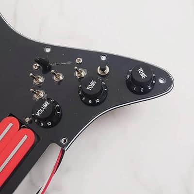 Red Double Blades Guitar Strat Stratocaster Style HSS Prewired Loaded Pickguard image 2