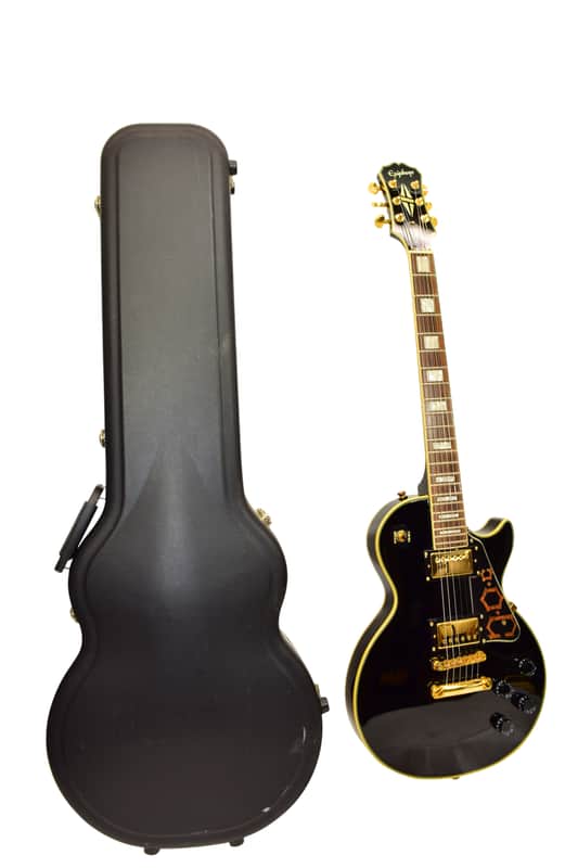2008 Epiphone Les Paul Custom Electric Guitar, Ebony w/ Case image 1