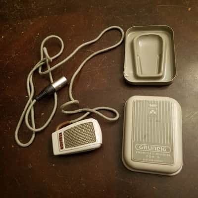 Grundig GDM 15 Dynamic Harp XLR Mic Palm GDM15 West Germany 1959 Silver Screen Grey Plastic Cloth Cord image 6