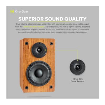 Knox Gear LP1 Powered Bookshelf Bluetooth Speakers (Wood Finish) image 6