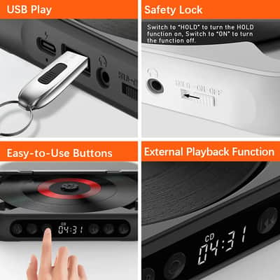 Portable CD Player with A–B Repeat & Bluetooth | Music Practice Player with Timer, USB & TF Card image 6