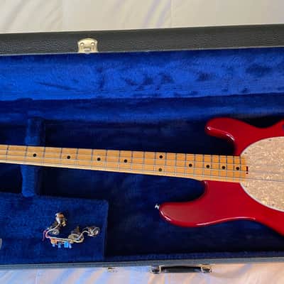 1988 Erine Ball Music Man Stingray Bass 1988 - Translucent Red - 4-Bolt, 2-Band EQ (with Extras!) image 1