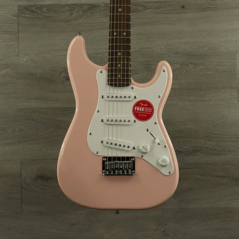 Squier Mini Stratocaster with Laurel Fretboard Shell Pink image 1