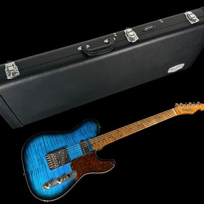 2026 Lucky Dog Evangelist Tele Master Grade Flame Top ~ Transparent Caribbean Blue image 13