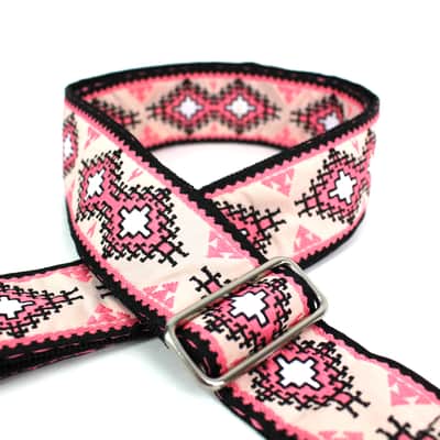 Walker & Williams H-35 Vintage Series Pink & White Southwest Diamond Design With Thick Leather Ends image 3