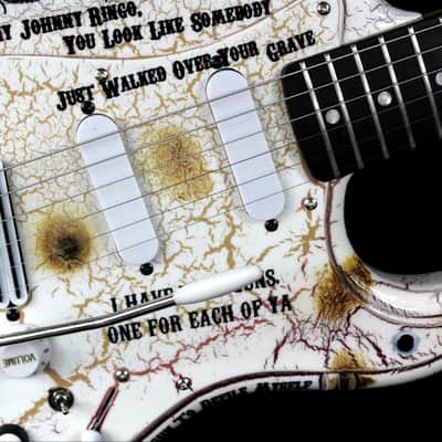 Custom Crackle Painted and Upgraded Fender Squier Strat With Graphics and Matching Headstock image 9