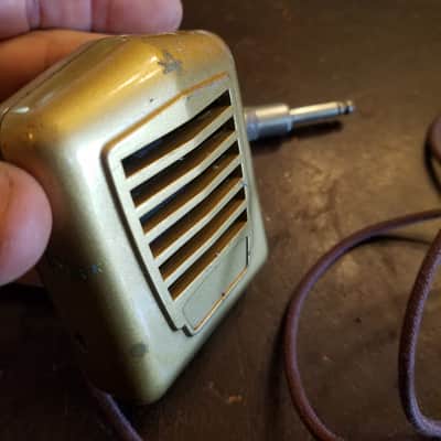 Astatic EMPTY CASE M-300 Gold Hi-Z Crystal Harp Mic 1940s - gold and brown image 1