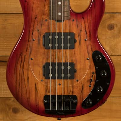 Sterling RAY34HHSM StingRay HH Bass - Spalted Blood Orange Burst image 1