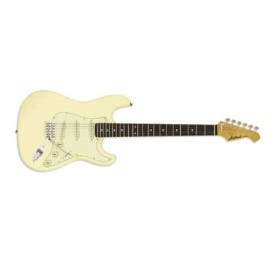 Aria STG-62-VW STG Series, Alder Body, Maple Neck, Vintage White image 4