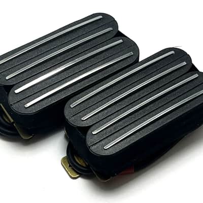 Dragonfire Quad Rails Humbucker Set ~ Bridge + Neck Super Passive Hot Rail Pickups ~ Black w/ Chrome image 1