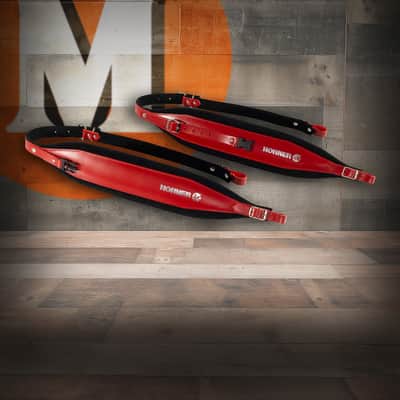 Hohner 44 In. x 4 In. Leather & Velvet Accordion Straps X-Large w/ Back Strap (ACC21-RED/BLK) image 1