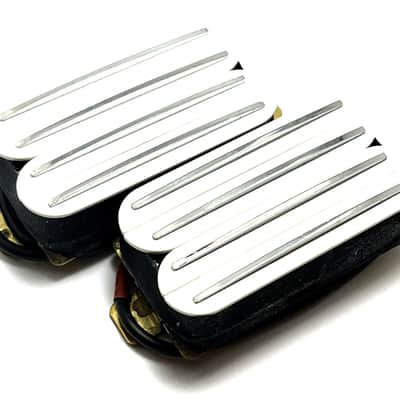 Dragonfire Quad Rails Humbucker Set ~ Bridge + Neck Super Passive Hot Rail Pickups ~ White w/ Chrome image 1