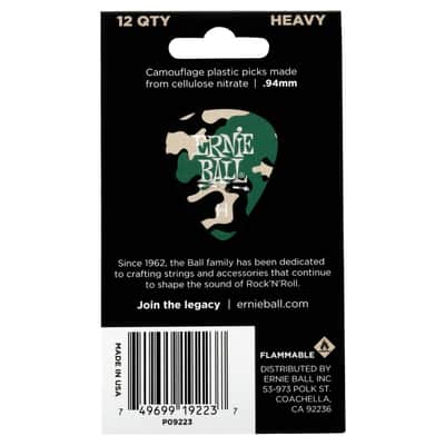Ernie Ball Cellulose Guitar Picks - Heavy Camouflage - 12 Pack image 2
