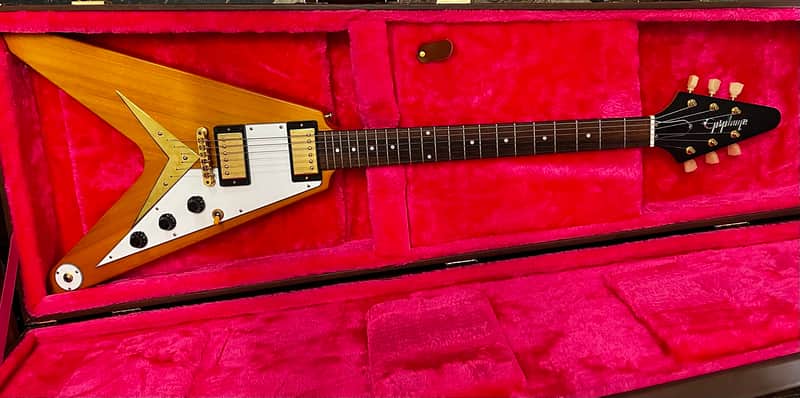 Epiphone "Inspired by Gibson Custom" 1958 Korina Flying V - w/OHSC image 1