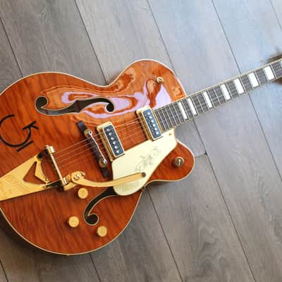 GRETSCH "G6120TGQM-56 Limited Edition Quilt Classic Chet Atkins, Hollow Body with Bigsby, Roundup Orange Stain Lacquer" HARDCASE, 3, 11 KG