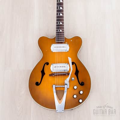 1960s Kay Jazz II Vintage Hollowbody Electric Guitar Sunburst w/ Kleenex Box, Case image 2