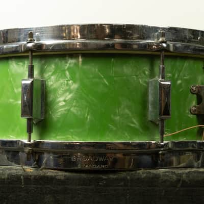 1930s Leedy 5x14 Broadway Standard Green Pearl Snare Snare Drum image 2
