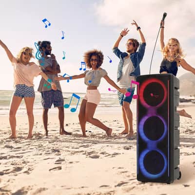 3 x 10" Woofer Portable Bluetooth Speaker with Disco Lights & Stereo Sound PA System image 5