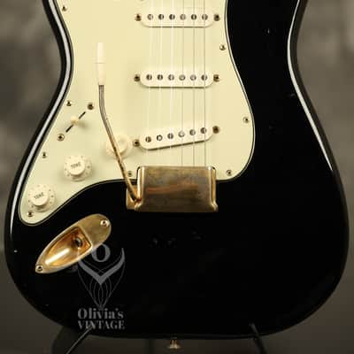 1960 Fender LEFT-HANDED Stratocaster factory assembled with '57 neck Custom Color BLACK with GOLD hardware!!! image 1