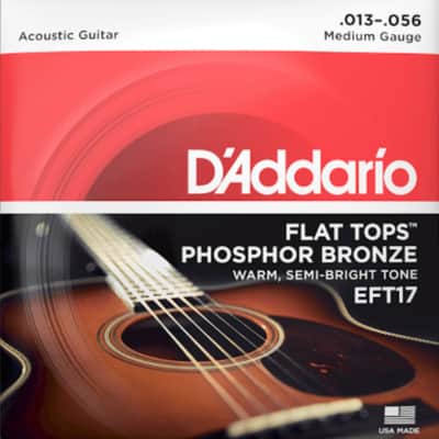 D'Addario EFT17 Flat Tops Phosphor Bronze Acoustic Guitar Strings, 13-56 image 1