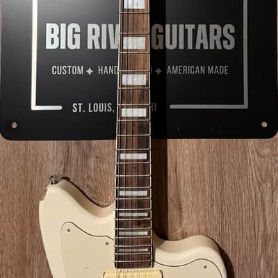 Big River “Jazzcaster” • Aged Vintage White over Met.Copper Nitro • Aged Maple/Rosewood/Binding/Blocks/Matching Headstock • A5P90 image 6